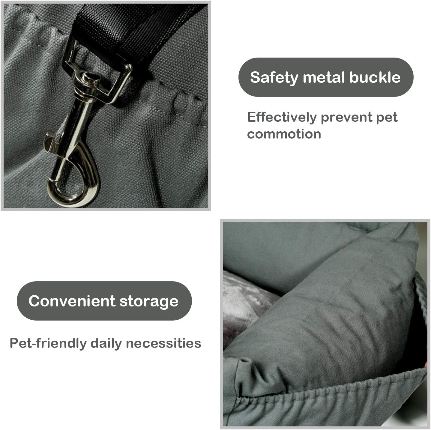 Dog Car Seat, Dog Booster Seat, 2-In-1 Car Seat Bed for Dogs with Storage Pocket Waterproof Non-Slip Pet Car Seat for Dogs Safe Comfortable Removable Cover & Cushion
