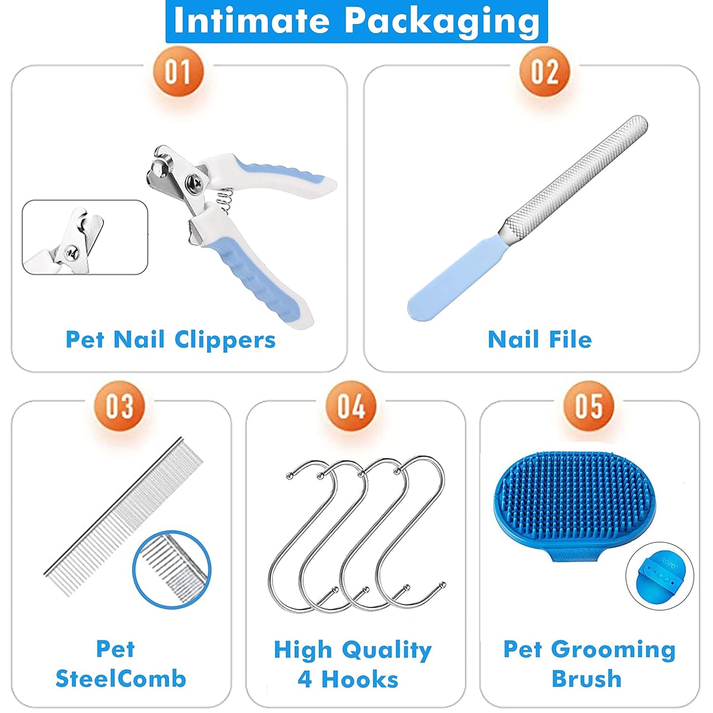 Pet Grooming Hammock Harness, Dogs & Cats Relaxation Restraint Grooming Bag with Pet Nail Clippers/Trimmer, Pet Comb, Dog Grooming Brush for Nail Clipping,Bathing, Clean Teeth, Ear/Eye Care L