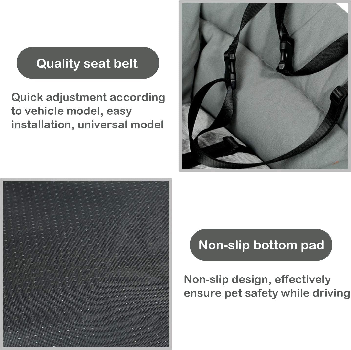 Dog Car Seat, Dog Booster Seat, 2-In-1 Car Seat Bed for Dogs with Storage Pocket Waterproof Non-Slip Pet Car Seat for Dogs Safe Comfortable Removable Cover & Cushion