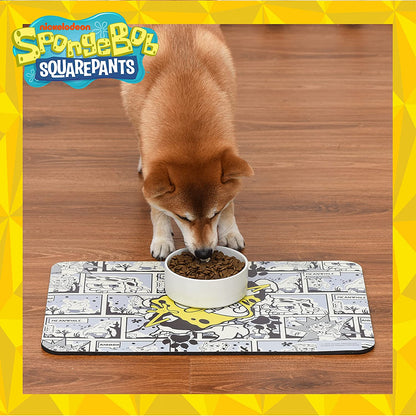 Spongebob Squarepants for Pets Peek-A-Boo Silicone Dog Placemat | Non-Slip Bottom, Leak Proof for Food & Water