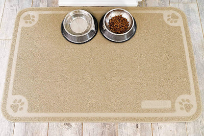 , Bowl Mat for Cat and Dog, Silicone Non-Slip Absorbent Waterproof Dog Food Mat, Easy to Clean, Unique Paw Design