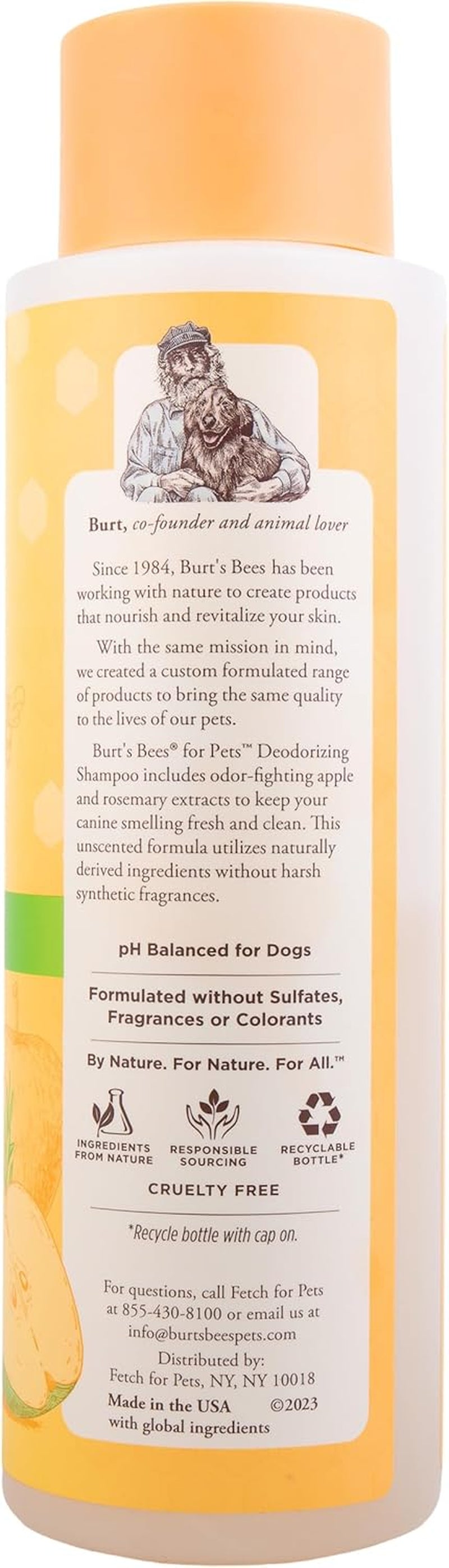 Deodorizing Dog Shampoo with Apple and Rosemary, 95% Natural Origin Formulas, Gentle Canine Cleanser for Smelly Pups, 2 Pk 16 Oz