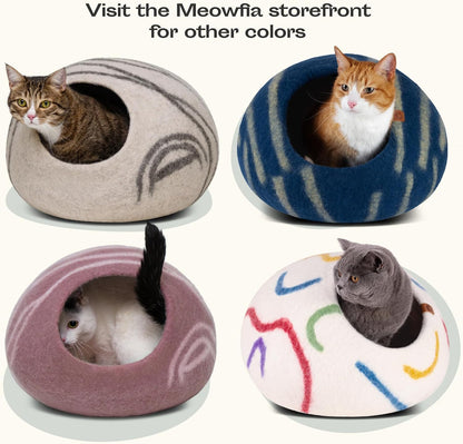 Cat Cave – Premium Felt Cat Bed for Indoor Cats, Handmade 100% Merino Wool (Light Grey, Large)